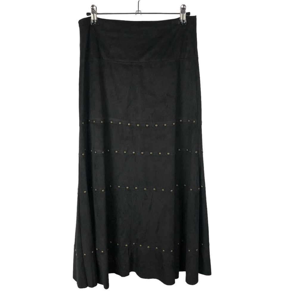 Athena Marie Black Suede Studded Maxi Y2K‎ Skirt S